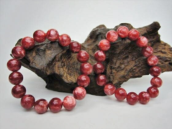 【均一ブレスレット】合成樹脂琥珀(レッドマーブルアンバー)Φ12±0.2mm