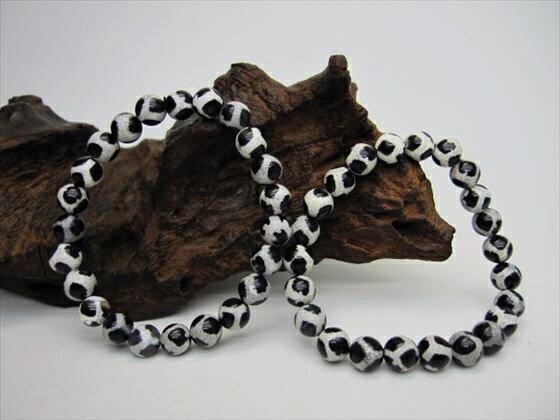 【均一ブレスレット】亀甲長寿天珠・黒Φ8±0.2mm
