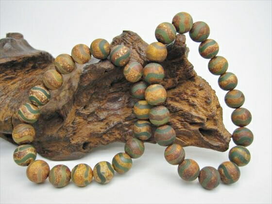 【均一ブレスレット】水紋天珠・グリーンΦ10±0.2mm