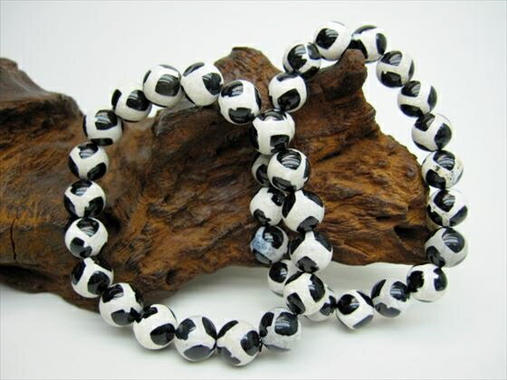 【均一ブレスレット】亀甲長寿天珠・黒Φ10±0.2mm