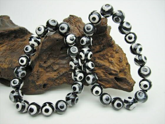 【均一ブレスレット】三眼天珠・黒Φ10±0.2mm