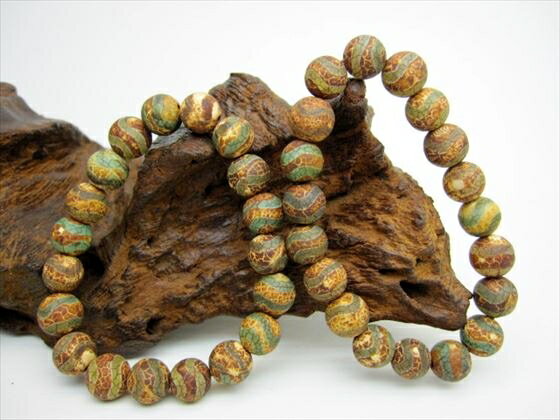 【均一ブレスレット】火供天珠水紋天珠・グリーンΦ10±0.2mm