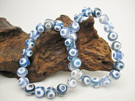 【均一ブレスレット】三眼天珠・ブルーΦ10±0.2mm