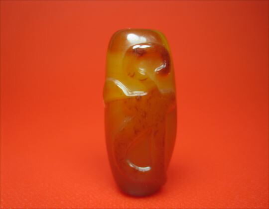 【チベット彫刻梵字天珠】緑度母毘沙門天天珠（バイ）