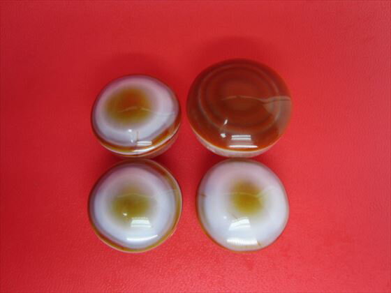 【チベット高級天珠】羊眼板珠・天眼珠約24-29×15-19mm【水晶入り】【4粒SET】【一点物】