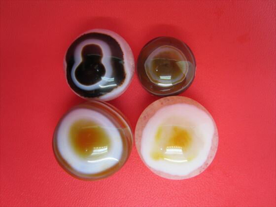 【チベット高級天珠】羊眼板珠・天眼珠約23-29×14-17mm【水晶入り】【4粒SET】【一点物】