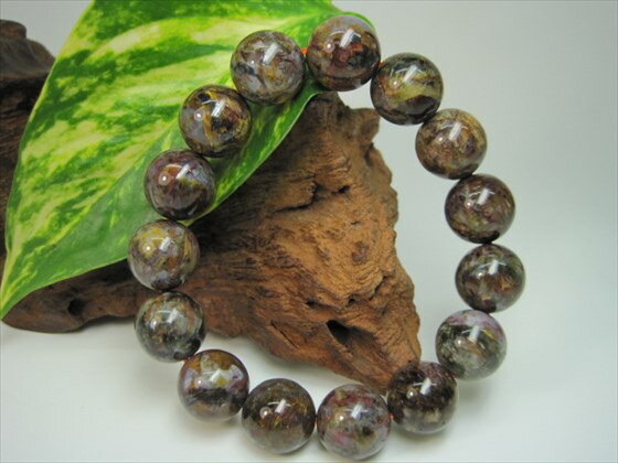 【ブレスレット】ピータサイト品質AAAΦ13.8±0.2mm【鑑別書付き】【一点物】