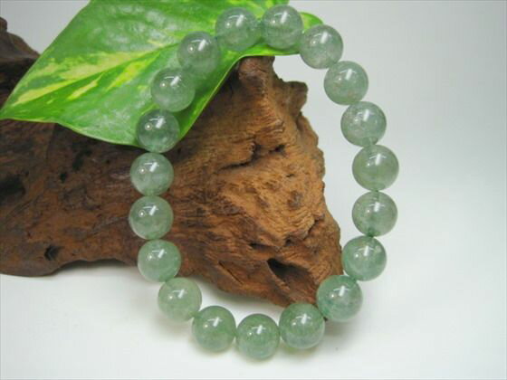 【ブレスレット】グリーンストロベリークォーツ品質AAAΦ10±0.2mm【鑑定済み】【一点物】