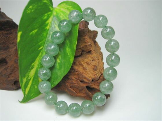 【ブレスレット】グリーンストロベリークォーツ品質AAAΦ10±0.2mm【鑑定済み】【一点物】