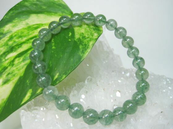 【均一ブレスレット】グリーンストロベリークォーツ(グリーンクォーツシスト)品質AAAΦ7.5〜9mm【鑑定済み】