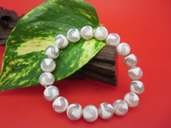 【均一ブレスレット】虎牙天珠・白Φ10±0.2mm