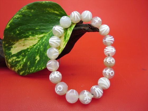 【均一ブレスレット】大人天珠・白Φ10±0.2mm