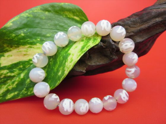 【均一ブレスレット】財神天珠・白Φ10±0.2mm