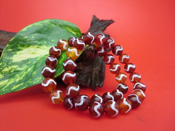 【均一ブレスレット】水紋天珠・赤Φ10±0.2mm