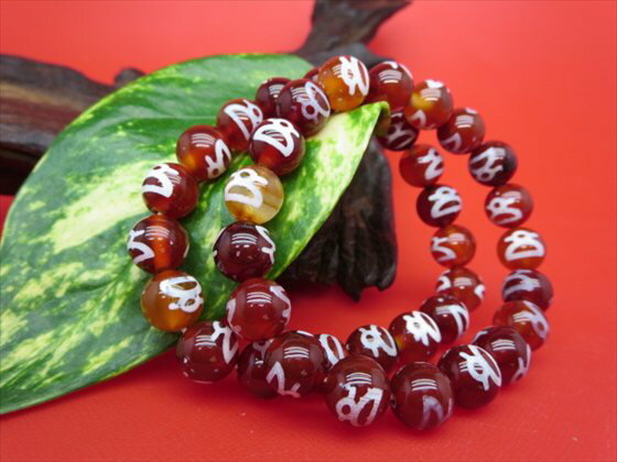 【均一ブレスレット】財神天珠・赤Φ10±0.2mm