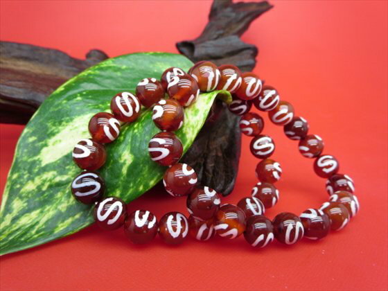 【均一ブレスレット】金銭鈎天珠・赤Φ10±0.2mm