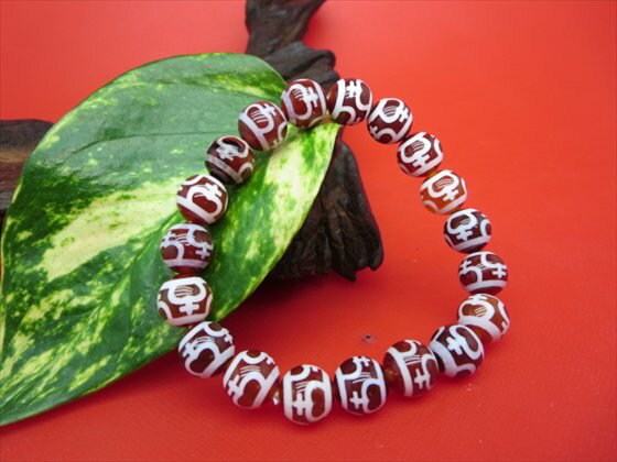 【均一ブレスレット】寶瓶天珠・赤Φ10±0.2mm