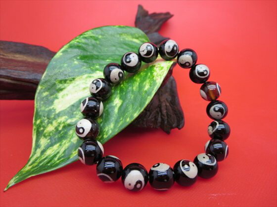 【均一ブレスレット】太極天珠・黒Φ10±0.2mm