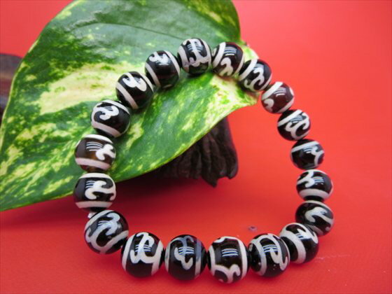 【均一ブレスレット】緑度母天珠・黒Φ10±0.2mm