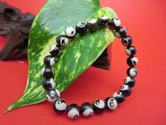 【均一ブレスレット】太極天珠・黒Φ8±0.2mm