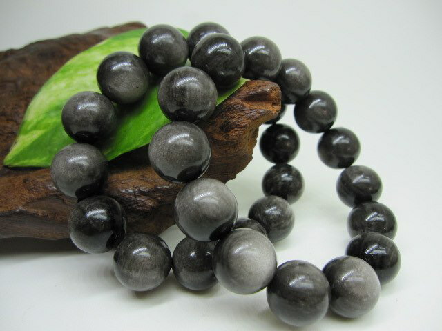 【均一ブレスレット】シルバーオブシディアン品質AAAΦ16±0.2mm