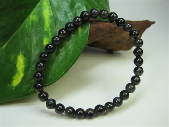 【均一ブレスレット】アイスオブシディアン(氷黒曜石)品質AAAΦ6±0.2mm