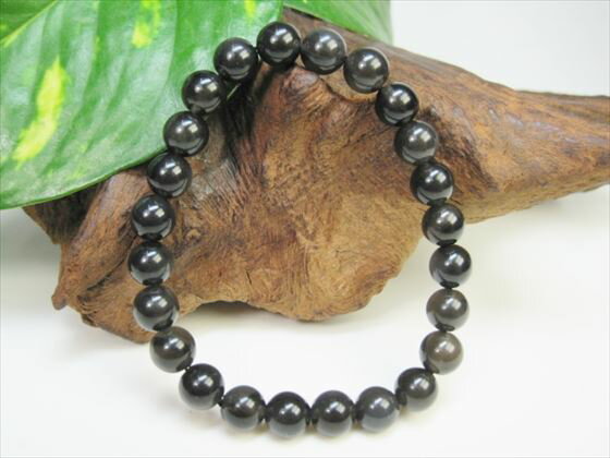 【均一ブレスレット】アイスオブシディアン(氷黒曜石)品質AAAΦ8±0.2mm