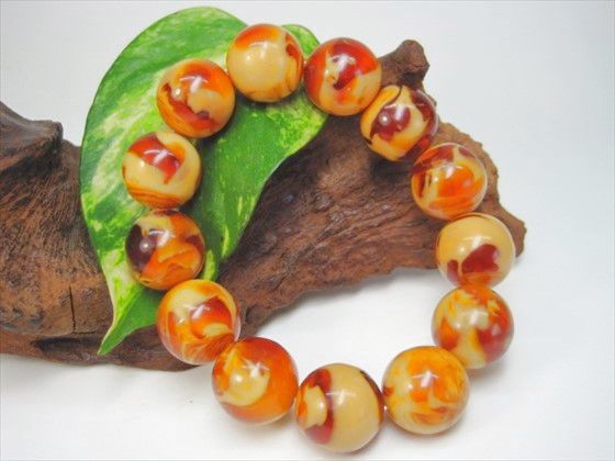 【均一ブレスレット】合成樹脂琥珀(アンバー)Φ18±0.2mm