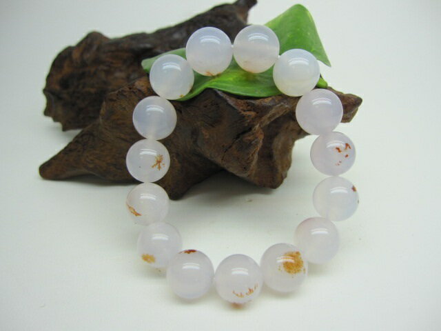 【ブレスレット】ラベンダーカルセドニー【朱砂入り】品質AAAΦ14±0.2mm【一点物】