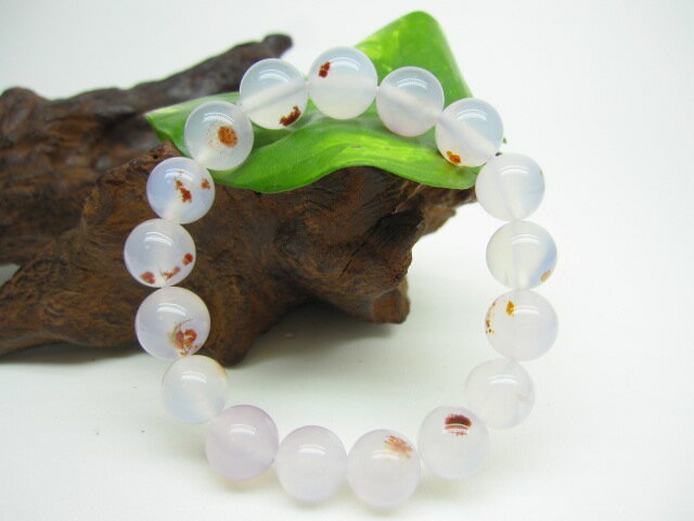 【ブレスレット】ラベンダーカルセドニー【朱砂入り】品質AAAΦ12±0.2mm【一点物】