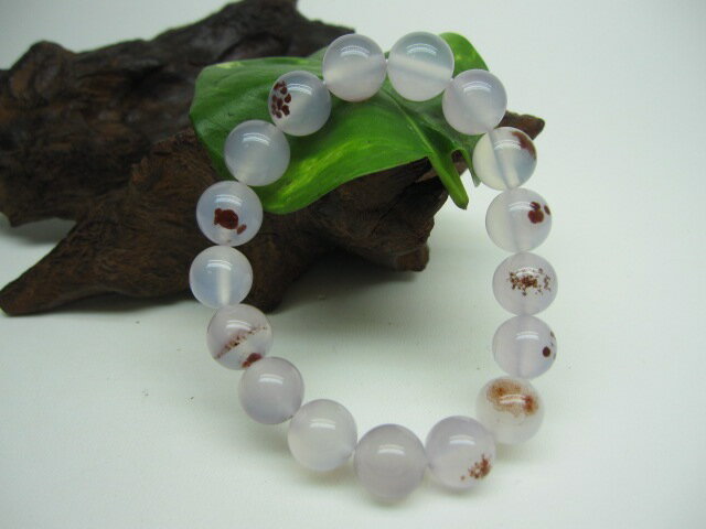 【ブレスレット】ラベンダーカルセドニー【朱砂入り】品質AAAΦ12±0.2mm【一点物】