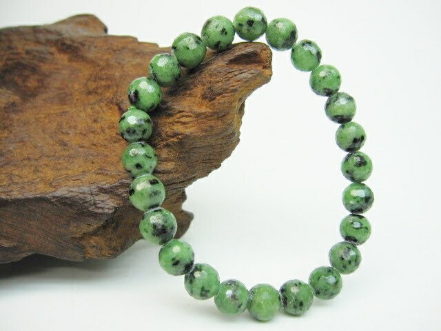 【均一ブレスレット】ゾイサイト128面カット品質AAAΦ7.5-8.9mm