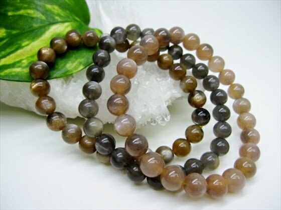 【ブレスレット】サンムーンストーン品質AAAΦ5-8.5mm3本SET【鑑定済み】