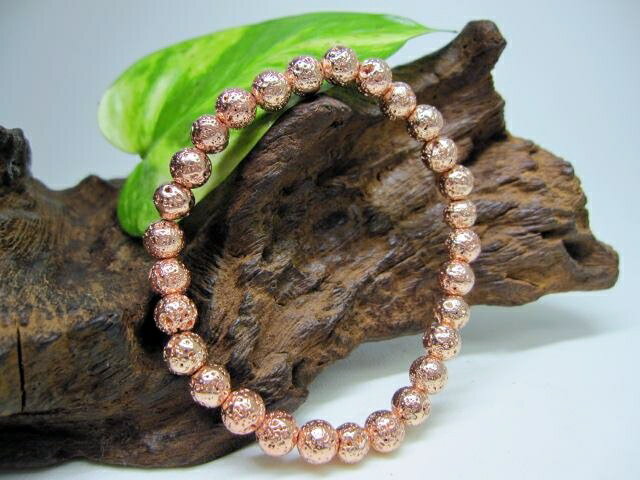 【均一ブレスレット】ラヴァストーンピンクゴールド(着色)Φ6.7±0.3mm