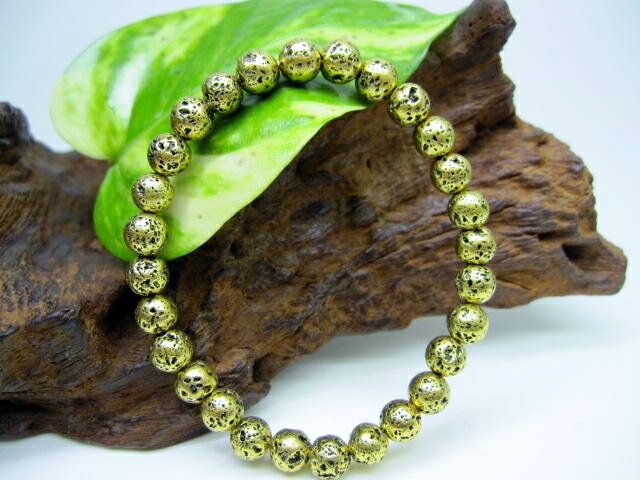 【均一ブレスレット】ラヴァストーンイエローゴールド(着色)Φ6.6±0.3mm