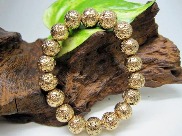 【均一ブレスレット】ラヴァストーンゴールド(着色)Φ10.5±0.5mm