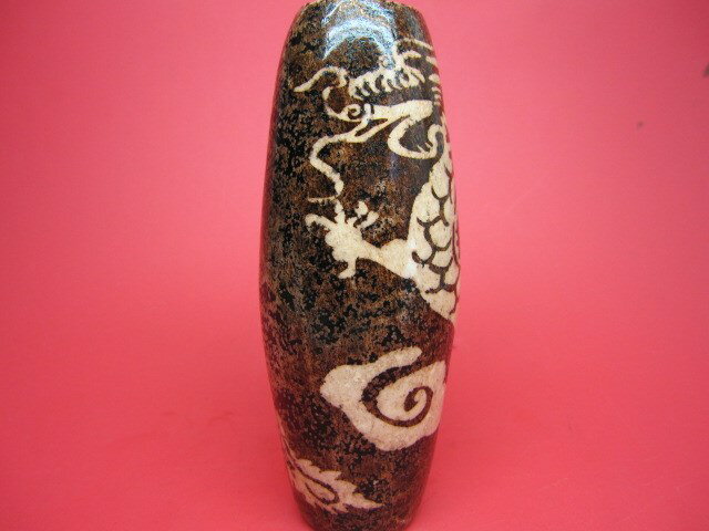 【チベット天珠:置物】龍神天珠木製台座付き【一点物】