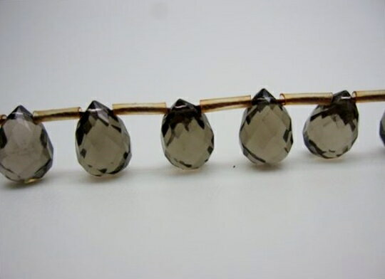 【連売り商品】スモーキークォーツドロップ多面カット14×Φ10mm