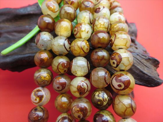 Dzi Beads - 【半連売り商品】龍紋天珠太極天珠Φ10±0.2mm