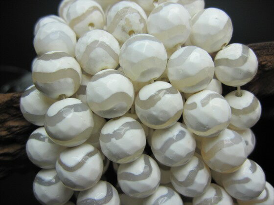 【連売り商品】水紋天珠・ホワイト多面カットΦ10mm±0.2mm