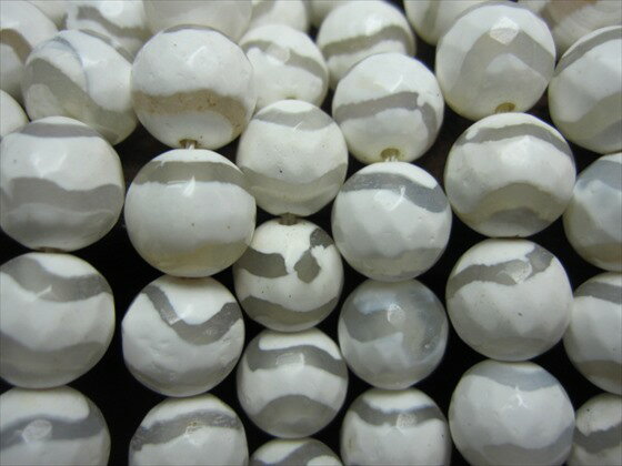 【連売り商品】水紋天珠・ホワイト多面カットΦ10mm±0.2mm