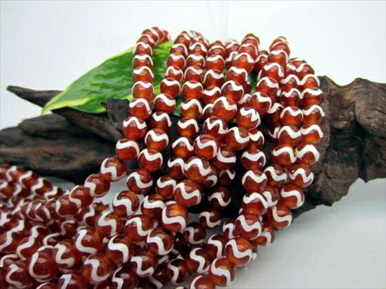 【半連売り商品】水紋天珠・赤Φ6.2±0.2mm