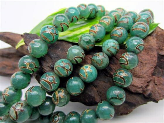 【半連売り商品】財神天珠・緑Φ8±0.2mm