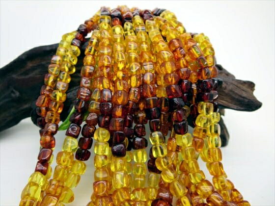 【連売り商品】天然琥珀品質AAAラフタンブルカット39cm