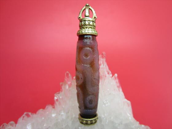 【チベット製品:ペンダントトップ】九眼天珠金剛杵63×12mm【一点物】