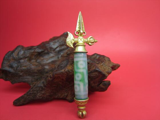 【チベット製品:ペンダントトップ】九眼天珠十字降魔杵107×14mm【一点物】