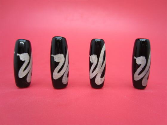 【チベット天珠】白蛇天珠約29.2-30×10±0.5mm