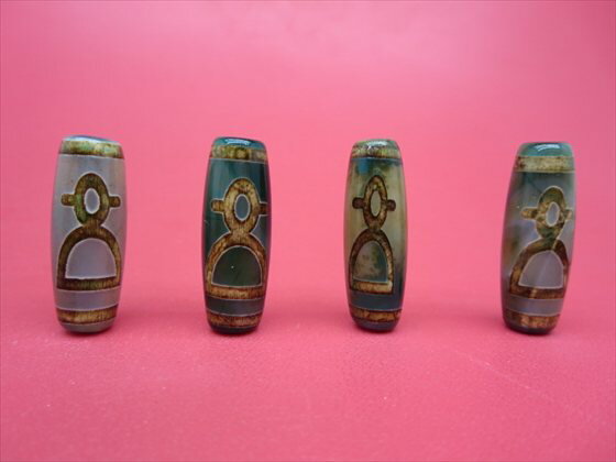 【チベット龍紋天珠】財神天珠30×10mm【2粒SET】