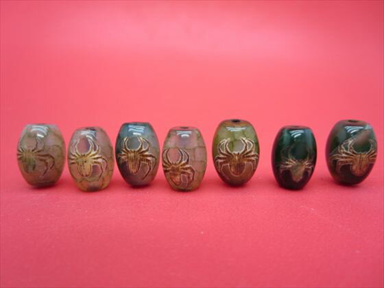 【チベット高級龍紋天珠】蜘蛛天珠14×10mm【4粒SET】