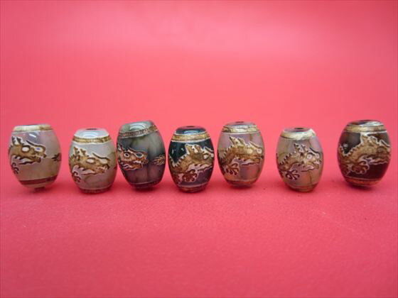 【チベット高級龍紋天珠】龍神天珠14×10mm【4粒SET】